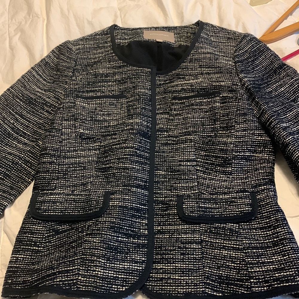 Women’s navy, white and sparkle warm blazer
